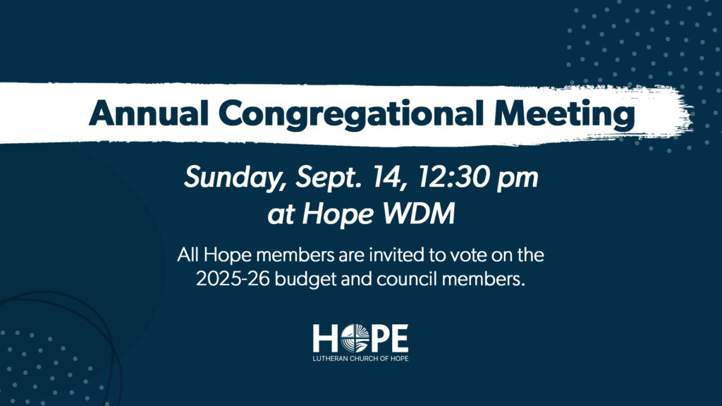 Annual Congregational Meeting at WDM H38