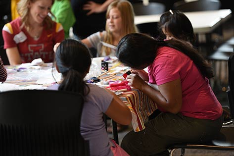 Creative Arts family painting class in progress