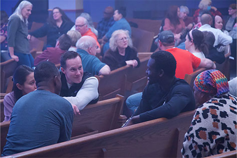 Group of men talking together