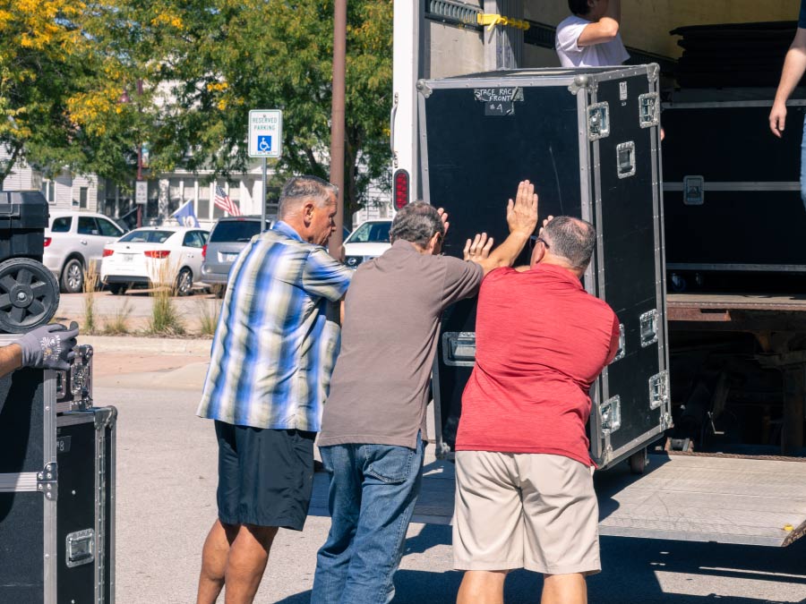 Volunteers loading truck